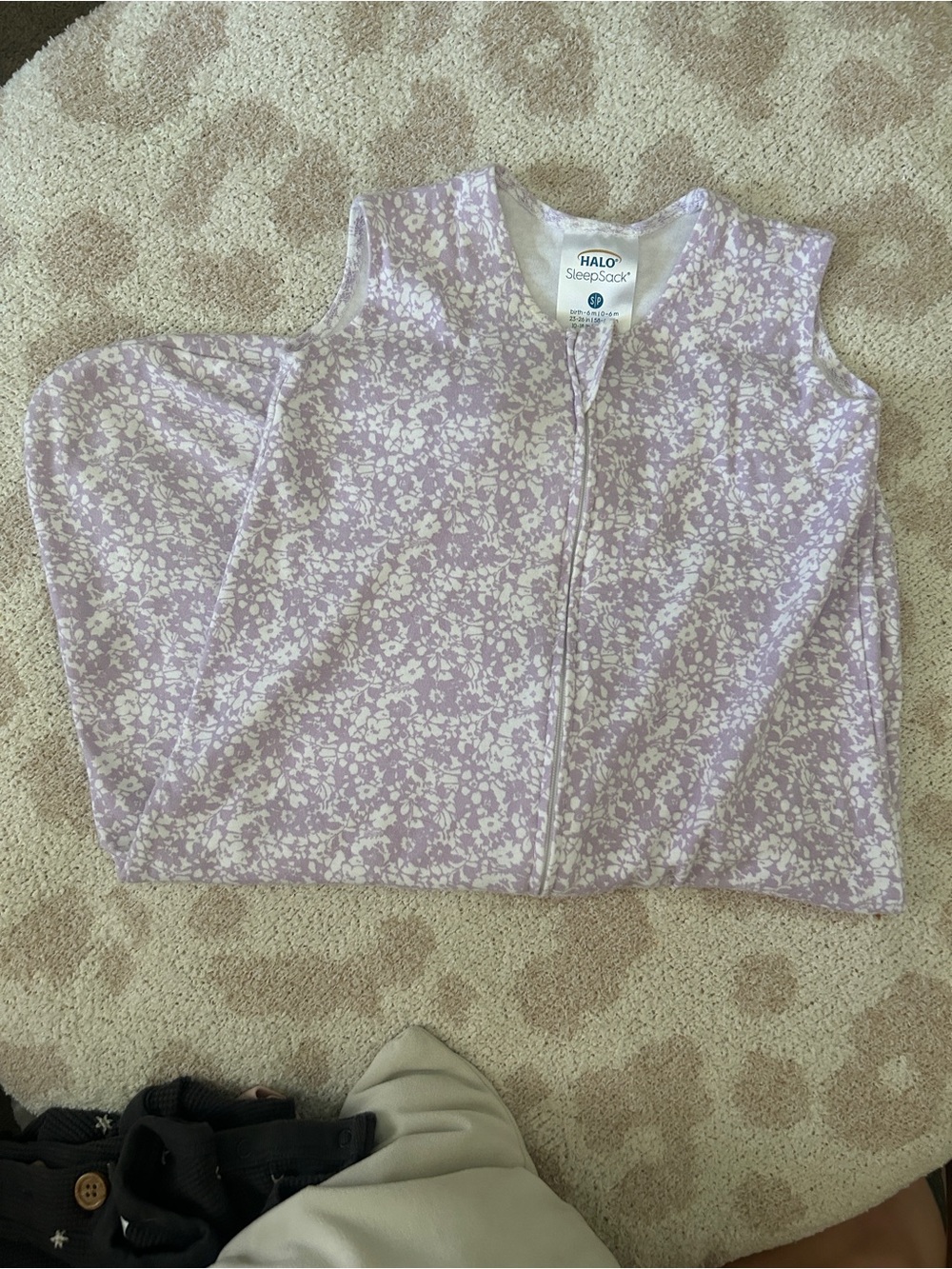HALO SleepSack Floral Lavender and White Sleeveless Wearable Blanket